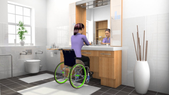 Anwendung von SpeediCath® Compact für Frauen im Rollstuhl