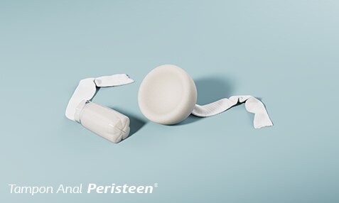 Tampon anal Peristeen sur fond bleu